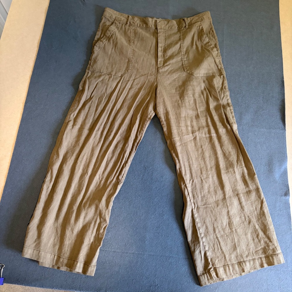 Kut from the Kloth Women Size 14 Capri Wide Leg Pants Brown High Rise Pockets